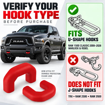 Tow Hook Covers for RAM 1500 Classic 2009-2025 Warlock & Rebel, U-Shape