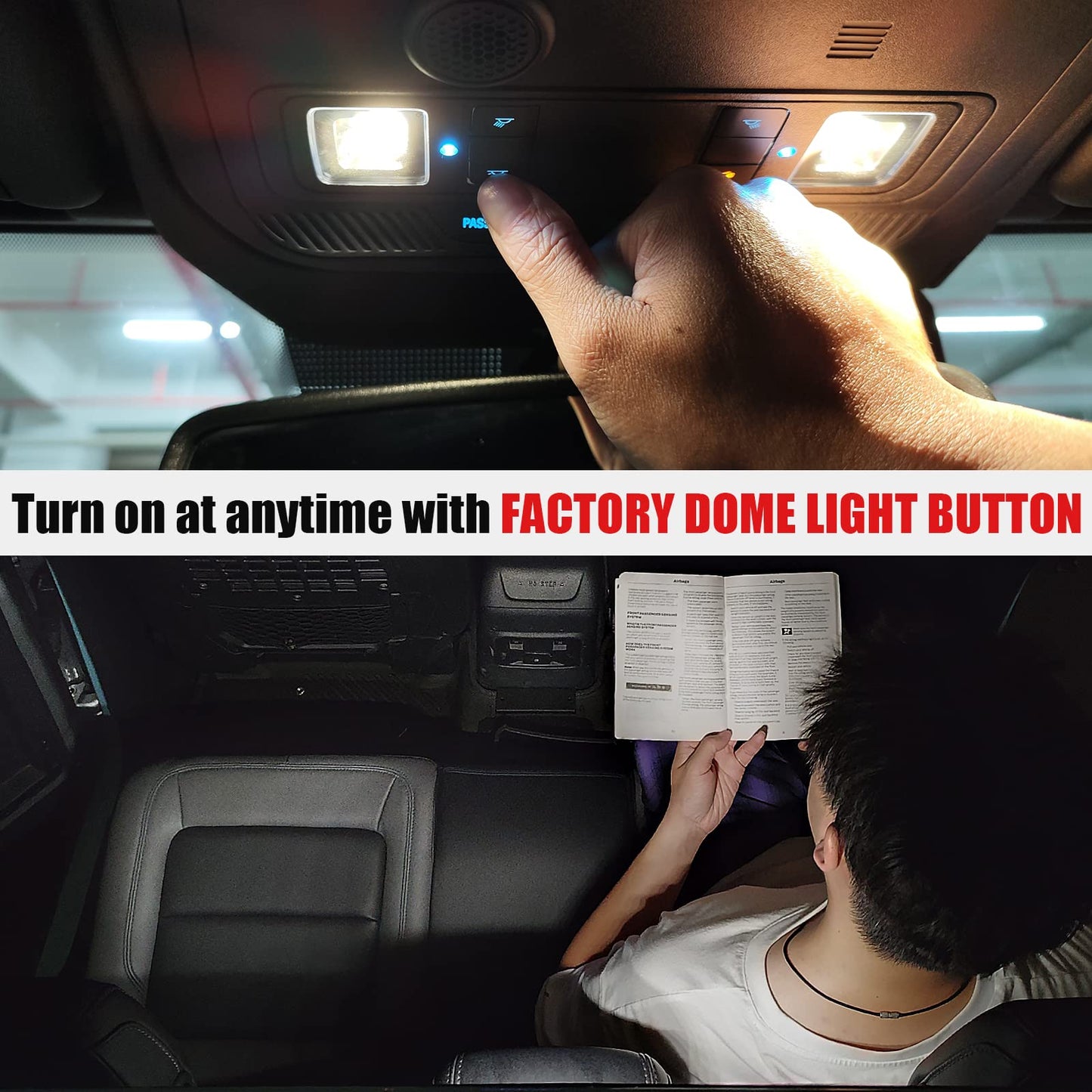 Rear Touch LED Ceiling Lights for 2021-2024 Ford Bronco 4-Door (Excludes 2-Door/2025)
