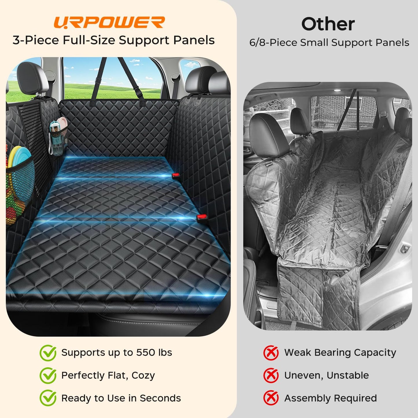 Dog Car Seat Cover for Back Seat with Mesh Window and Storage Pocket for Car SUV