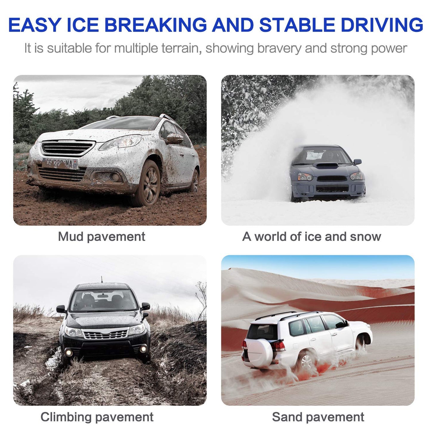 6 Pack Thickened Snow Chains For Truck SUV in Snow, Ice, Sand and Mud
