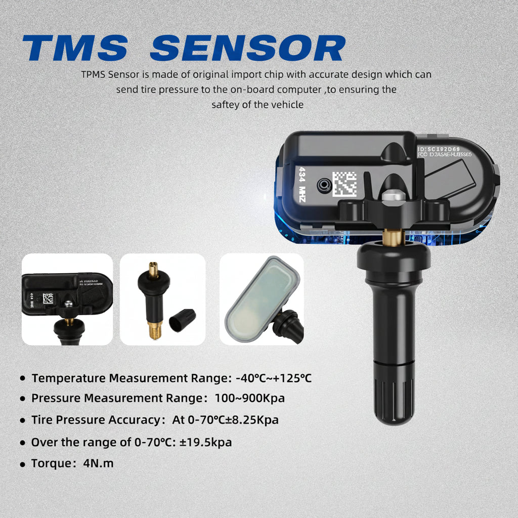 4-PCS TPMS Sensors (433MHz) for 2014-2022 Ram 1500/2500-5500 & Jeep Cherokee - Replaces 68249197AA/68239720AA