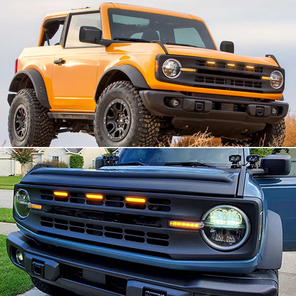 3PCS Front LED Grille Lights for Ford Bronco Accessories 2021 2022 2023 2024 2/4-Door