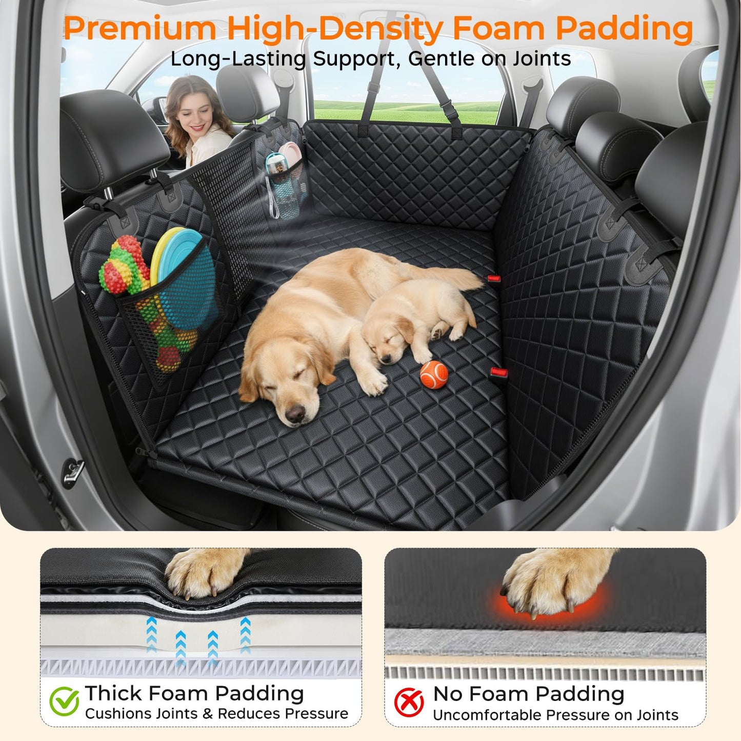 Dog Car Seat Cover for Back Seat with Mesh Window and Storage Pocket for Car SUV