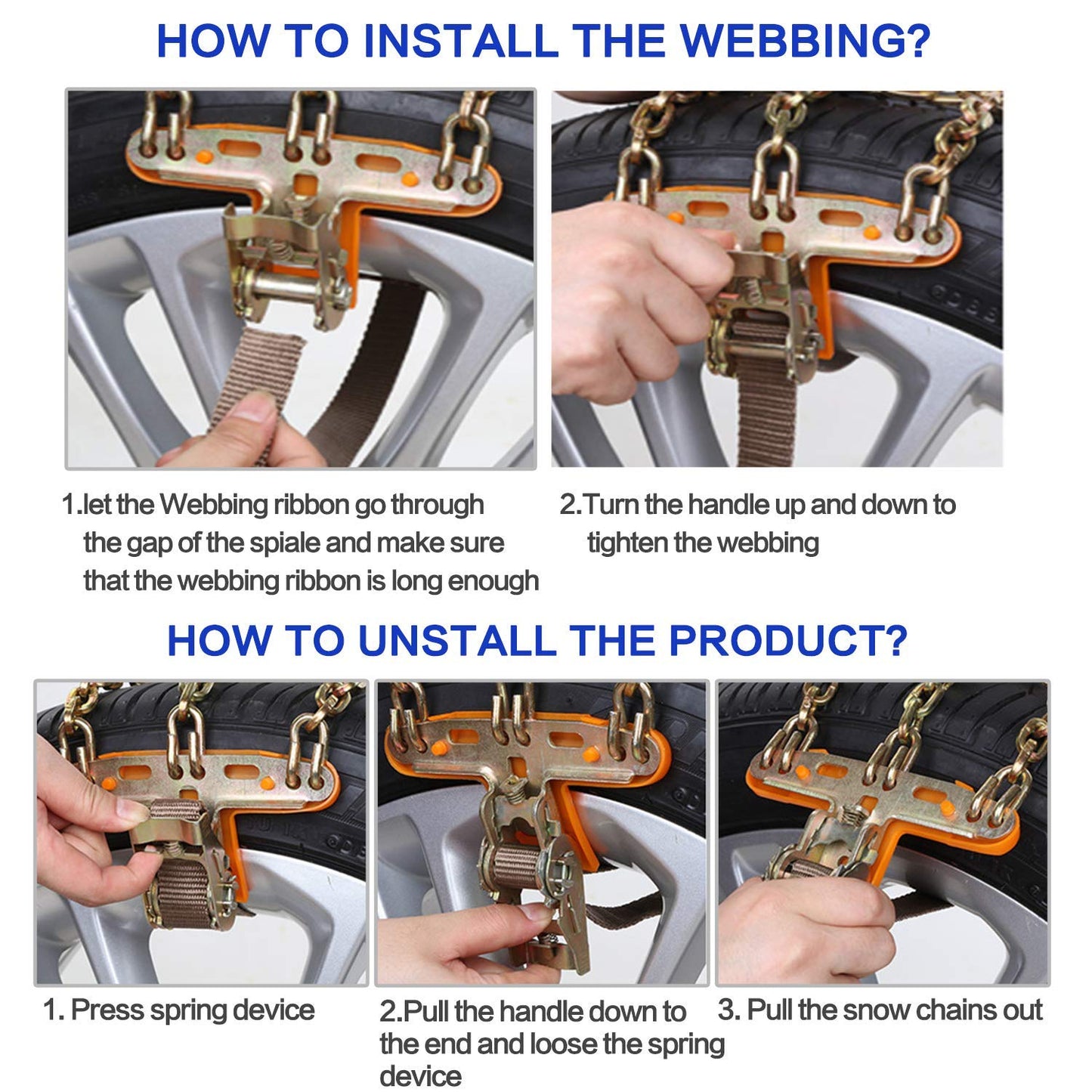 6 Pack Thickened Snow Chains For Truck SUV in Snow, Ice, Sand and Mud