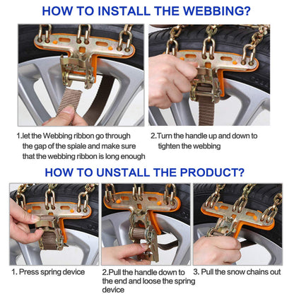 6 Pack Thickened Snow Chains For Truck SUV in Snow, Ice, Sand and Mud