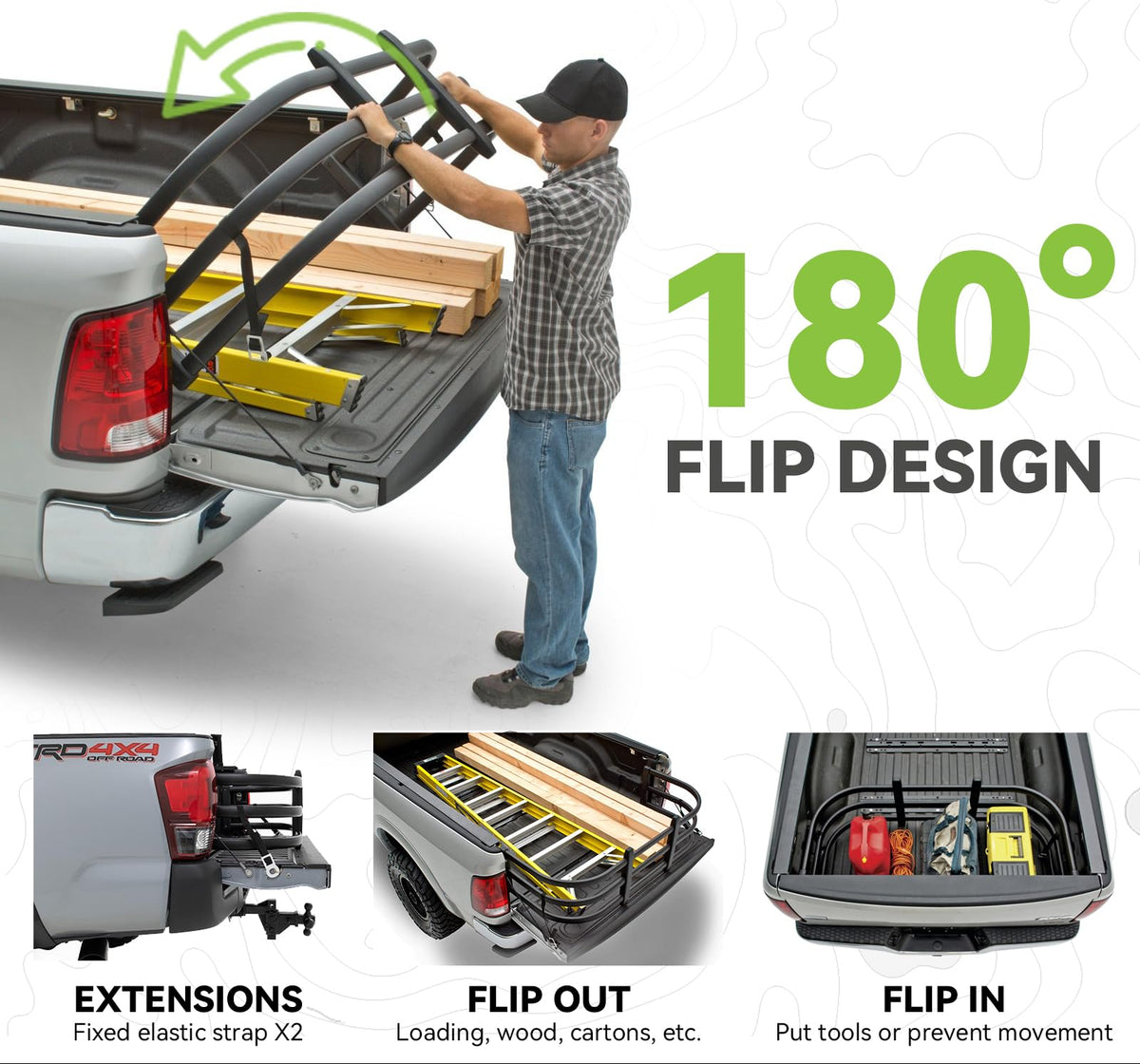 No-Drill Truck Bed Extender for 2007-2026 Ford F-Series (F-150/F-250/F-350)