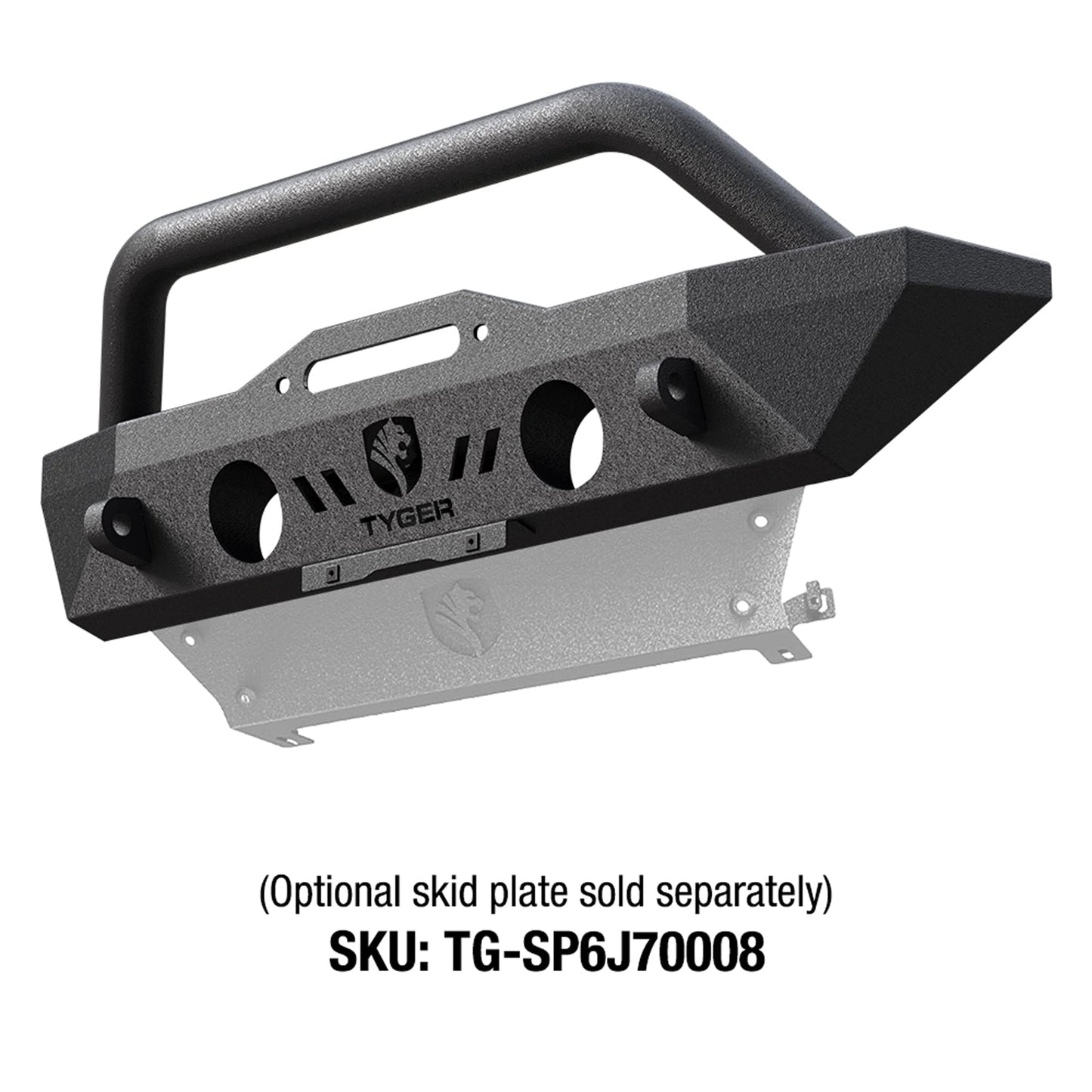Compact Stubby Front Bumper for Jeep JK/JL/Gladiator - Winch Plate, Textured Black