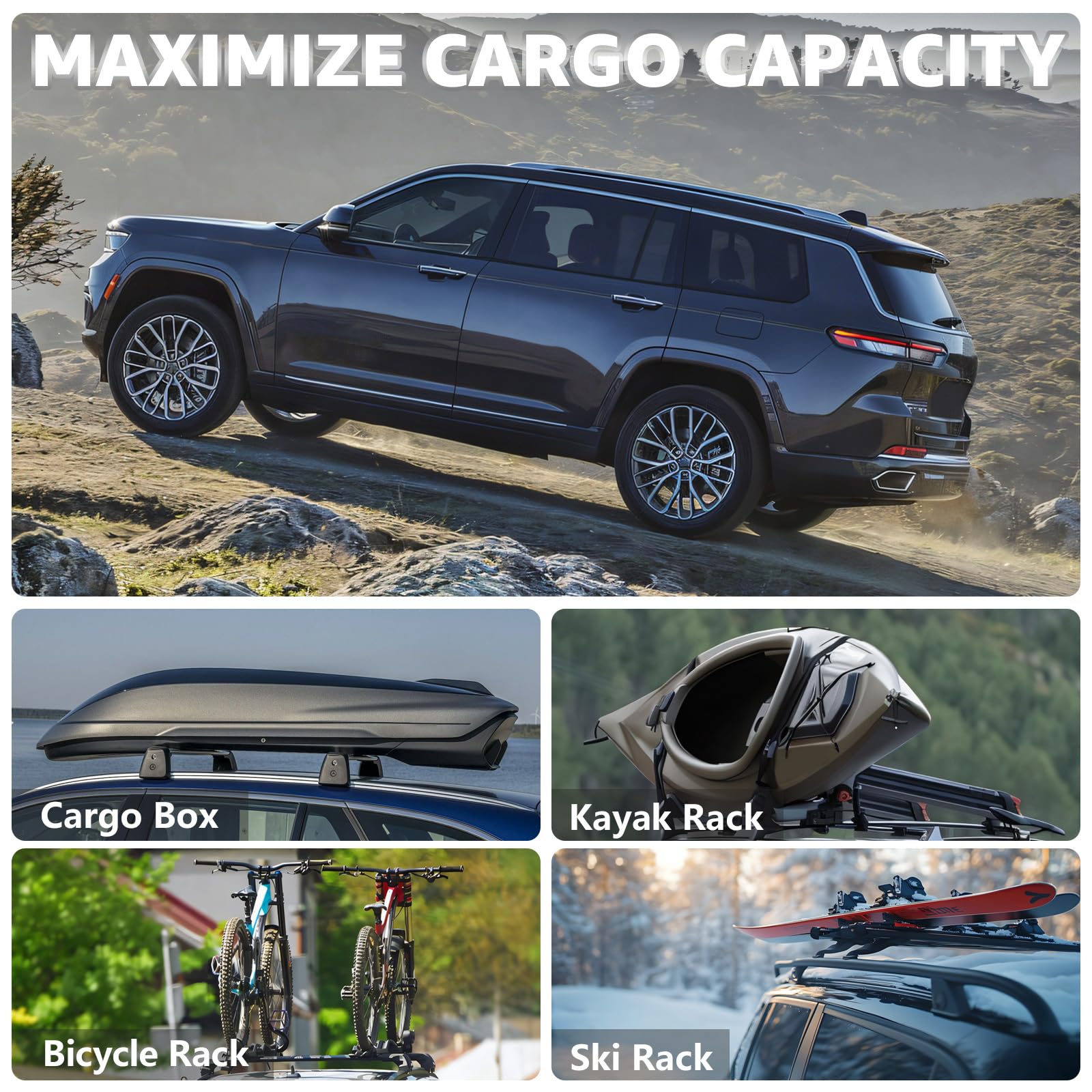 Roof Rack Cross Bars Compatible with Jeep Cherokee 2014-2024 - OHMU