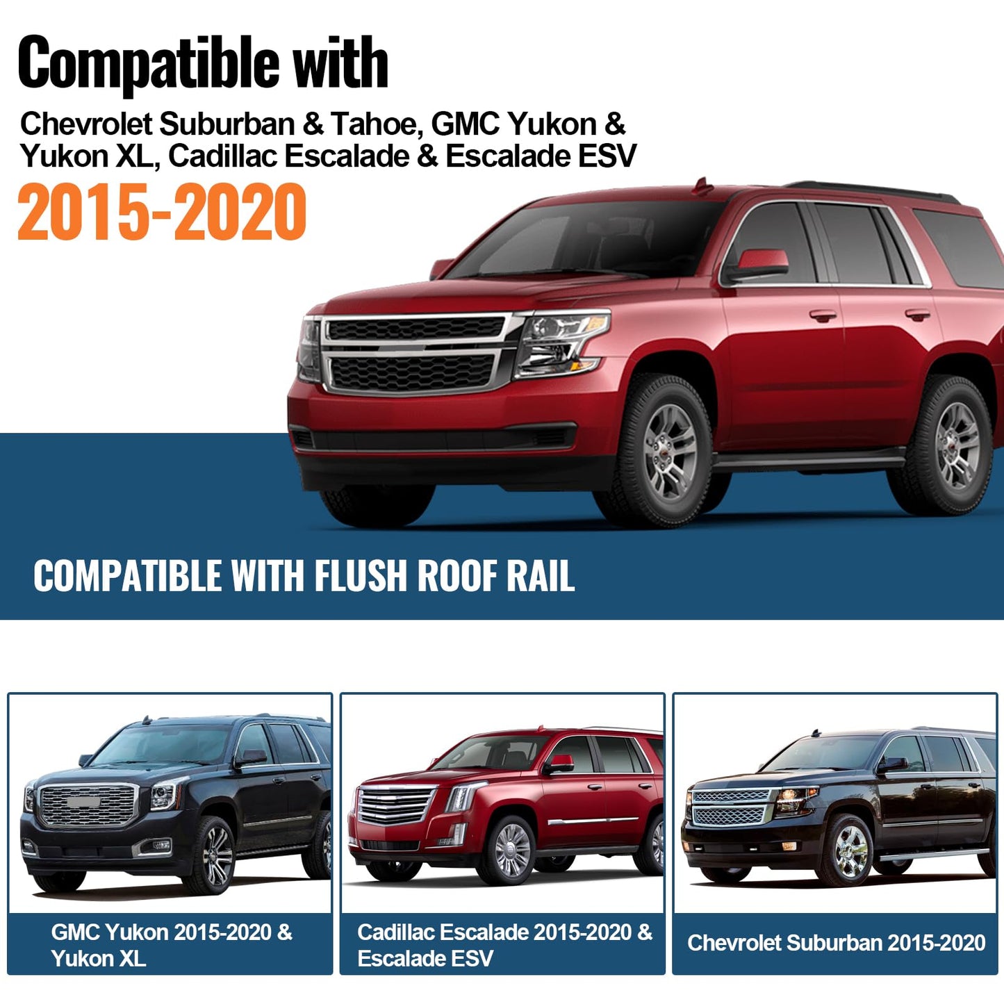 Heavy Duty 220lb Roof Rack Cross Bars Fit for GMC Yukon & Yukon XL, Chevy Suburban & Tahoe 2015-2020, Cadillac Escalade & Escalade ESV, Chevrolet Aluminum Crossbar Rooftop Cargo Carrier
