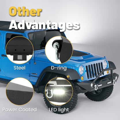 Jeep Wrangler JL/JLU/JT & JK Front Bumper (2007-2025) with Winch Plate & LED Lights