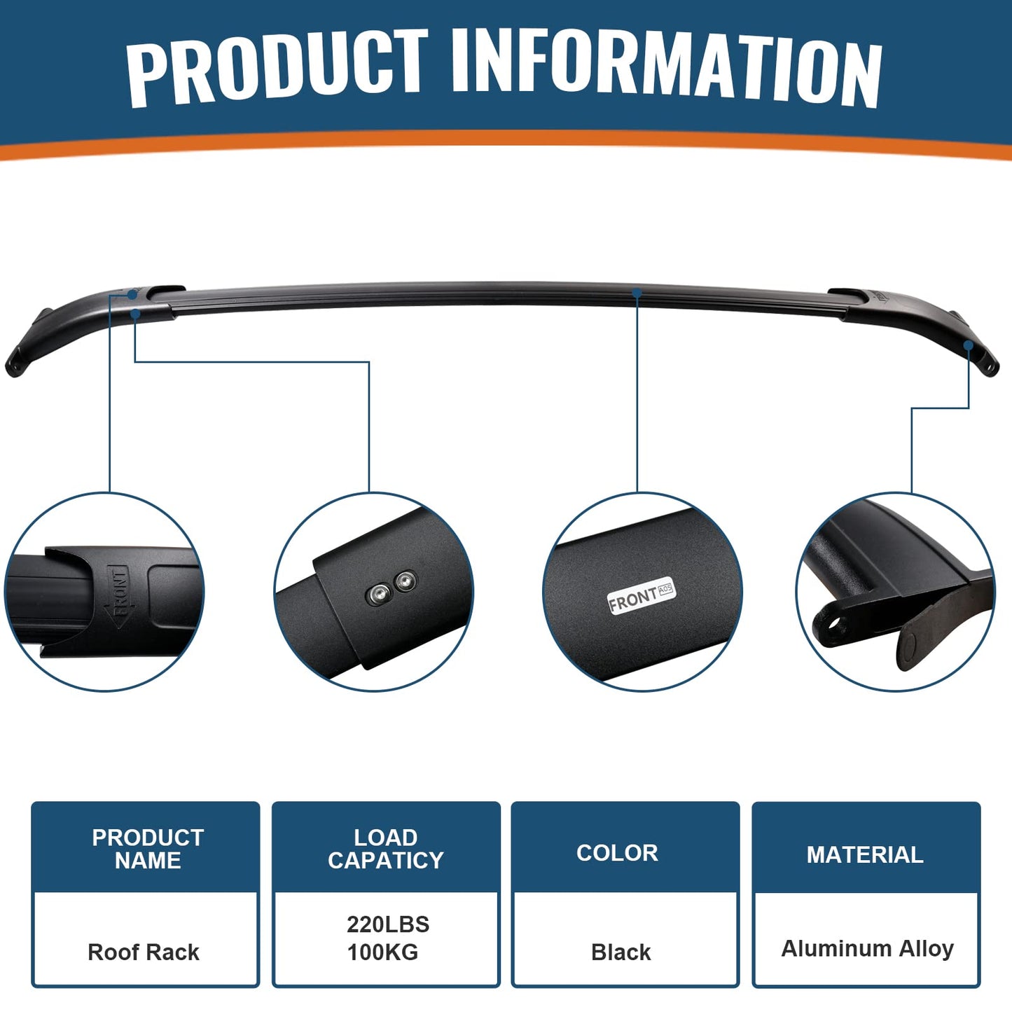 Heavy Duty 220lb Roof Rack Cross Bars Fit for GMC Yukon & Yukon XL, Chevy Suburban & Tahoe 2015-2020, Cadillac Escalade & Escalade ESV, Chevrolet Aluminum Crossbar Rooftop Cargo Carrier