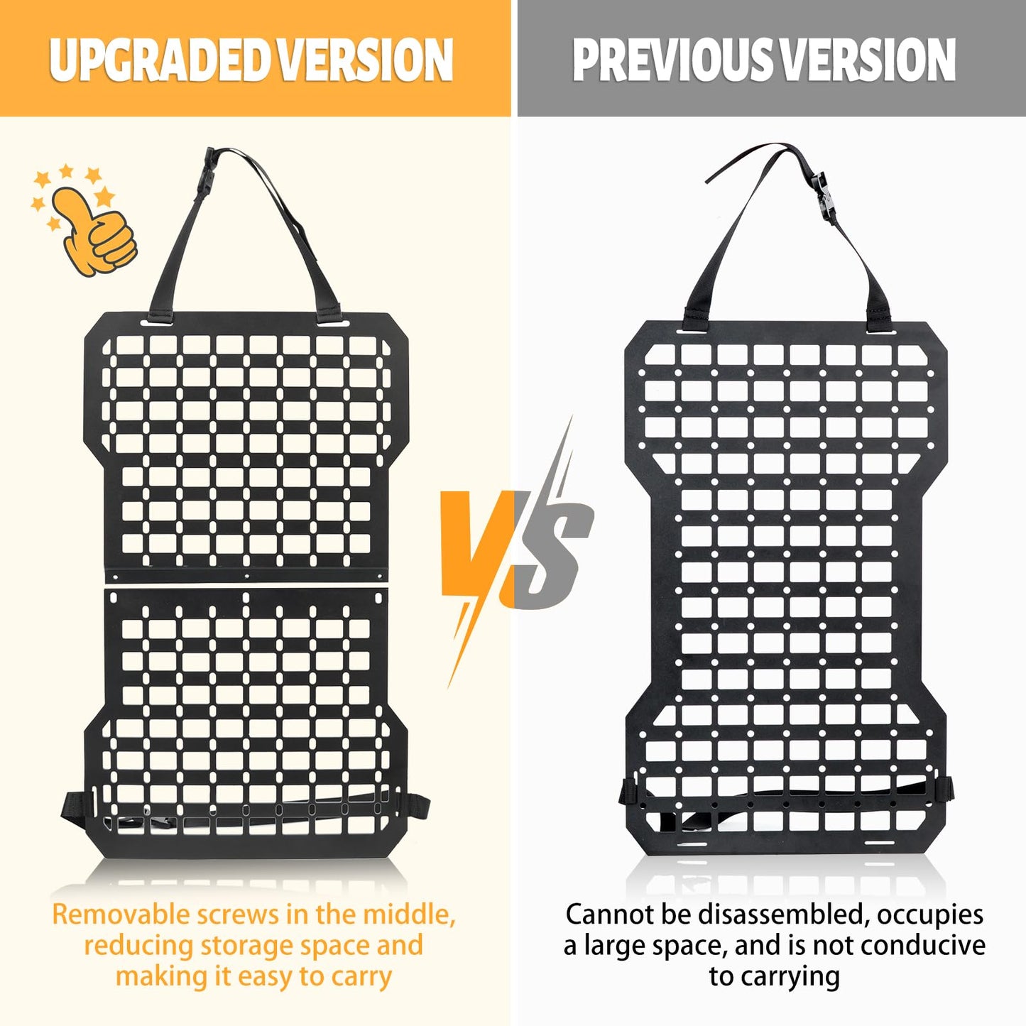 Universal MOLLE Panel for Trucks - Tactical Seat Back Organizer with Gun Mount
