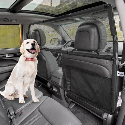 56" SUV/Truck Pet Barrier - See-Through Mesh Dog Divider for Cargo Area