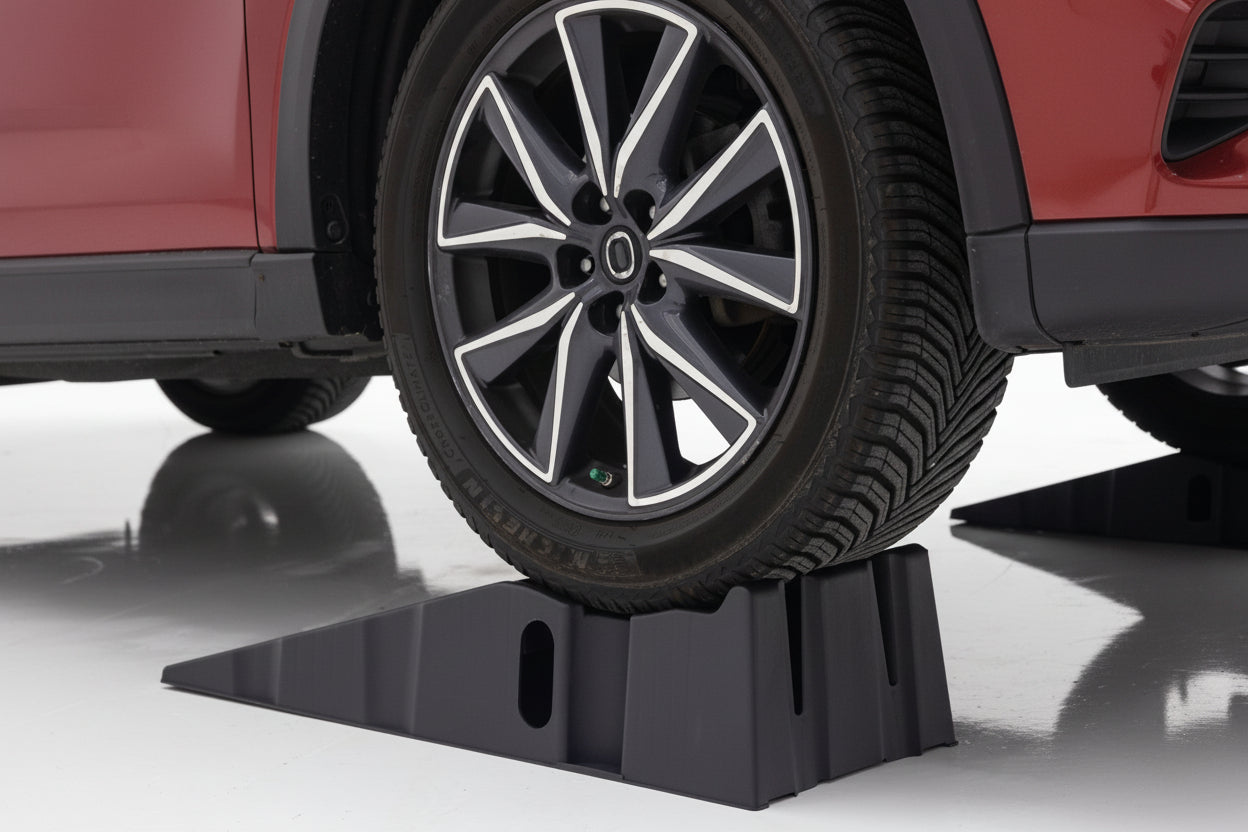A Pair Plastic Car Service Ramps - 10,000 lbs Capacity Lifts Vehicles 6.25" H