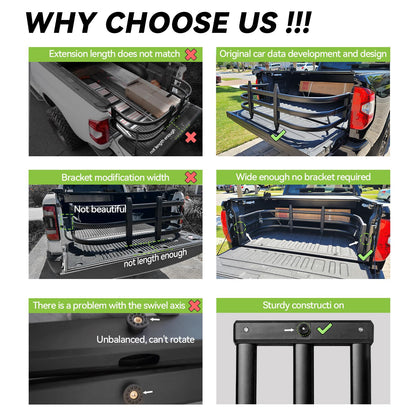 No-Drill Truck Bed Extender for 2007-2026 Ford F-Series (F-150/F-250/F-350)