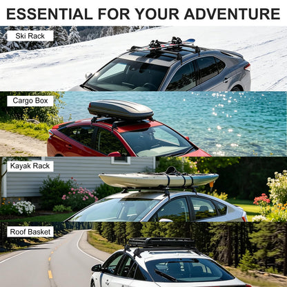 43" Universal Roof Rack Cross Bars for Naked Roofs - 165 lb Capacity, Lockable Aluminum