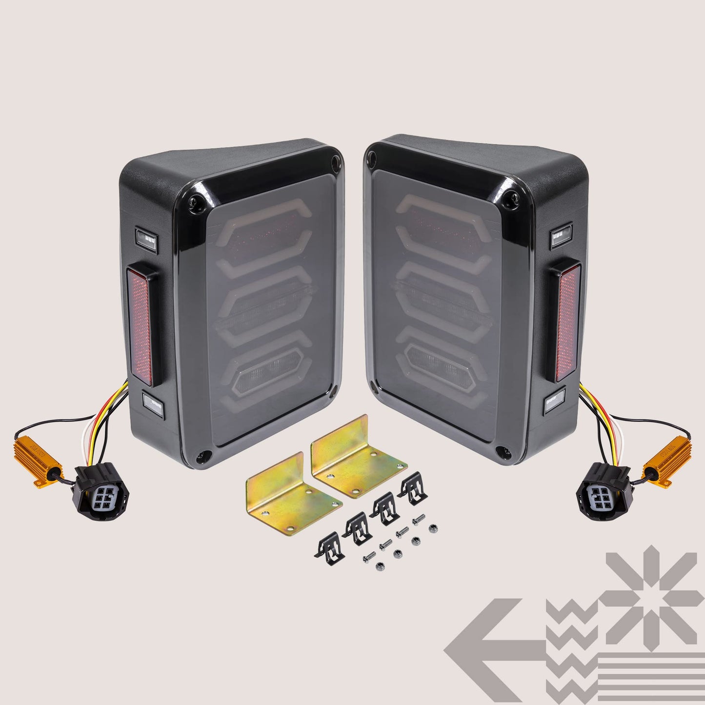 Jeep Wrangler JK LED Tail Lights (2007-2018) - Hexagon Smoke Lens, Plug and Play