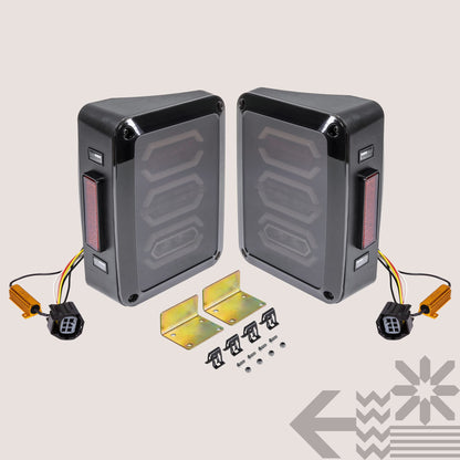 Jeep Wrangler JK LED Tail Lights (2007-2018) - Hexagon Smoke Lens, Plug and Play
