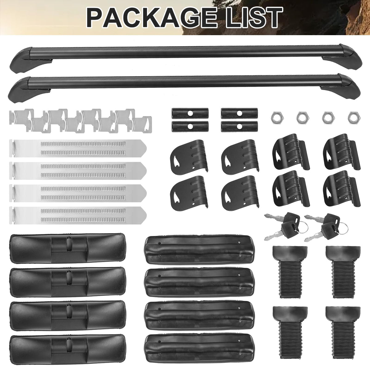 43" Universal Roof Rack Cross Bars for Naked Roofs - 165 lb Capacity, Lockable Aluminum