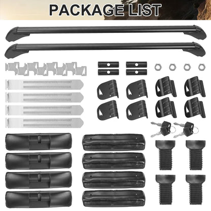 43" Universal Roof Rack Cross Bars for Naked Roofs - 165 lb Capacity, Lockable Aluminum