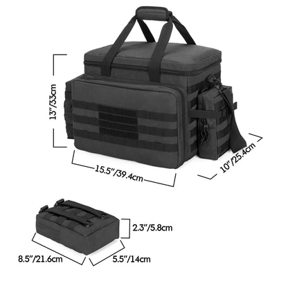 Patrol Bag Law Enforcement, Duty Bag for Police Equipment with 2 Detachable MOLLE Pouches & Laptop Layer (up to 15.6"), Bailout Tactical Organizer for Car Front Seat - OHMU