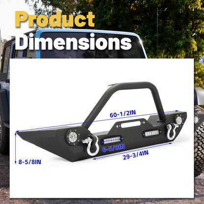 Jeep Wrangler JL/JLU/JT & JK Front Bumper (2007-2025) with Winch Plate & LED Lights