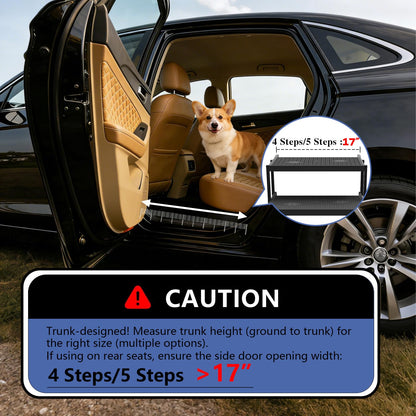 5-Step Dog Car Stairs - Upgraded Load Capacity for Large Dogs, Sturdy Portable Design