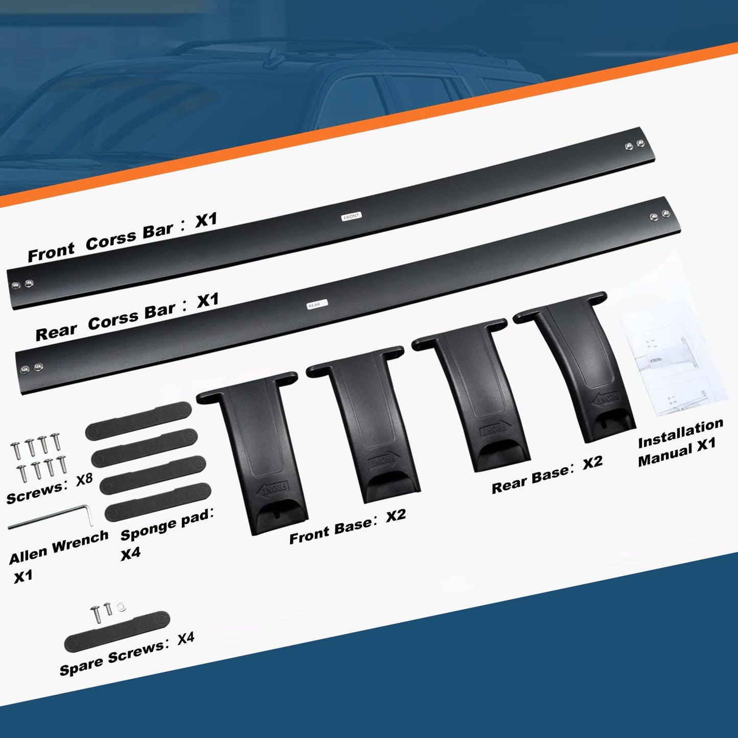 Heavy Duty 220lb Roof Rack Cross Bars Fit for GMC Yukon & Yukon XL, Chevy Suburban & Tahoe 2015-2020, Cadillac Escalade & Escalade ESV, Chevrolet Aluminum Crossbar Rooftop Cargo Carrier