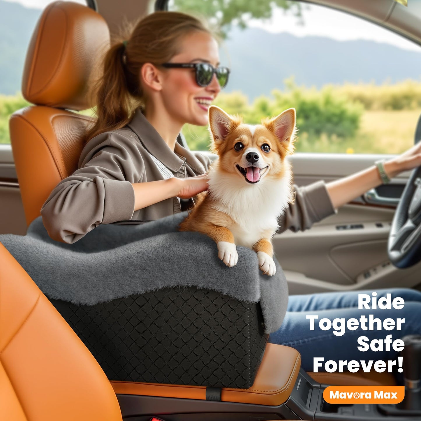 Center Console Dog Car Seat for Small Dogs Under 11lbs, Grey