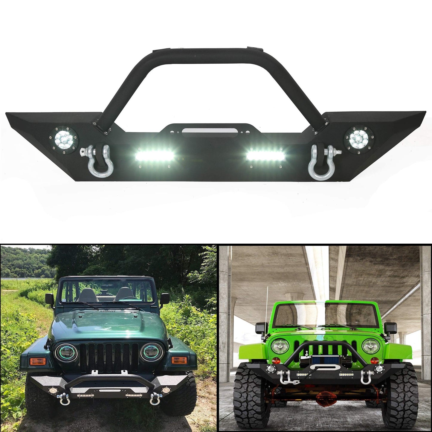 Jeep Wrangler JL/JLU/JT & JK Front Bumper (2007-2025) with Winch Plate & LED Lights