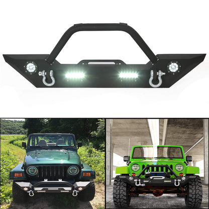 Jeep Wrangler JL/JLU/JT & JK Front Bumper (2007-2025) with Winch Plate & LED Lights