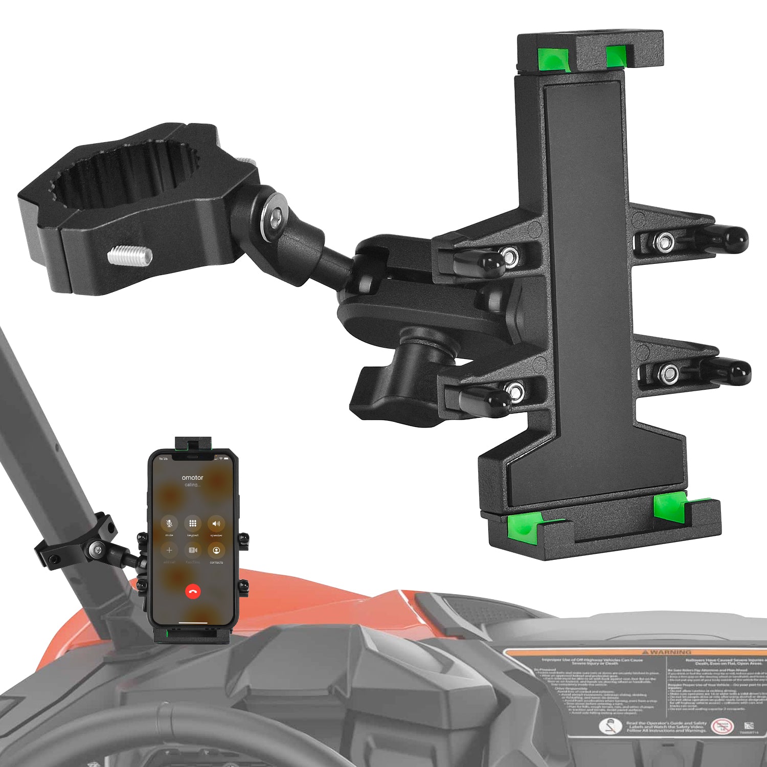 360° Adjustable Mount Phone Holder for ATV/UTV Fits for 1.75 Inch -2 Roll Bar - OHMU