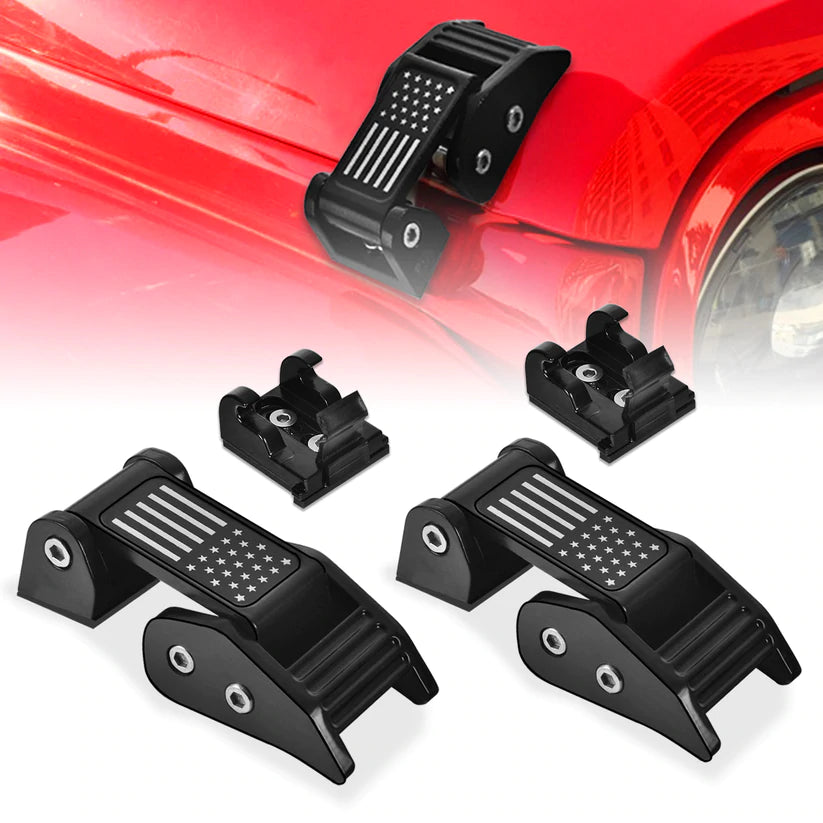 2pcs Aluminum Hood Latches Catch Kit (Red/Black/Sliver)