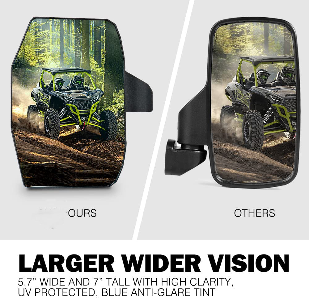 UTV RZR Side Rear View Mirrors w/ LED Lights,Wiring Harness and Rocker Switch - OHMU