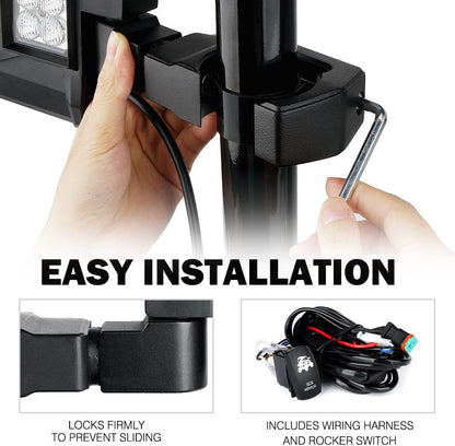 UTV RZR Side Rear View Mirrors w/ LED Lights,Wiring Harness and Rocker Switch - OHMU