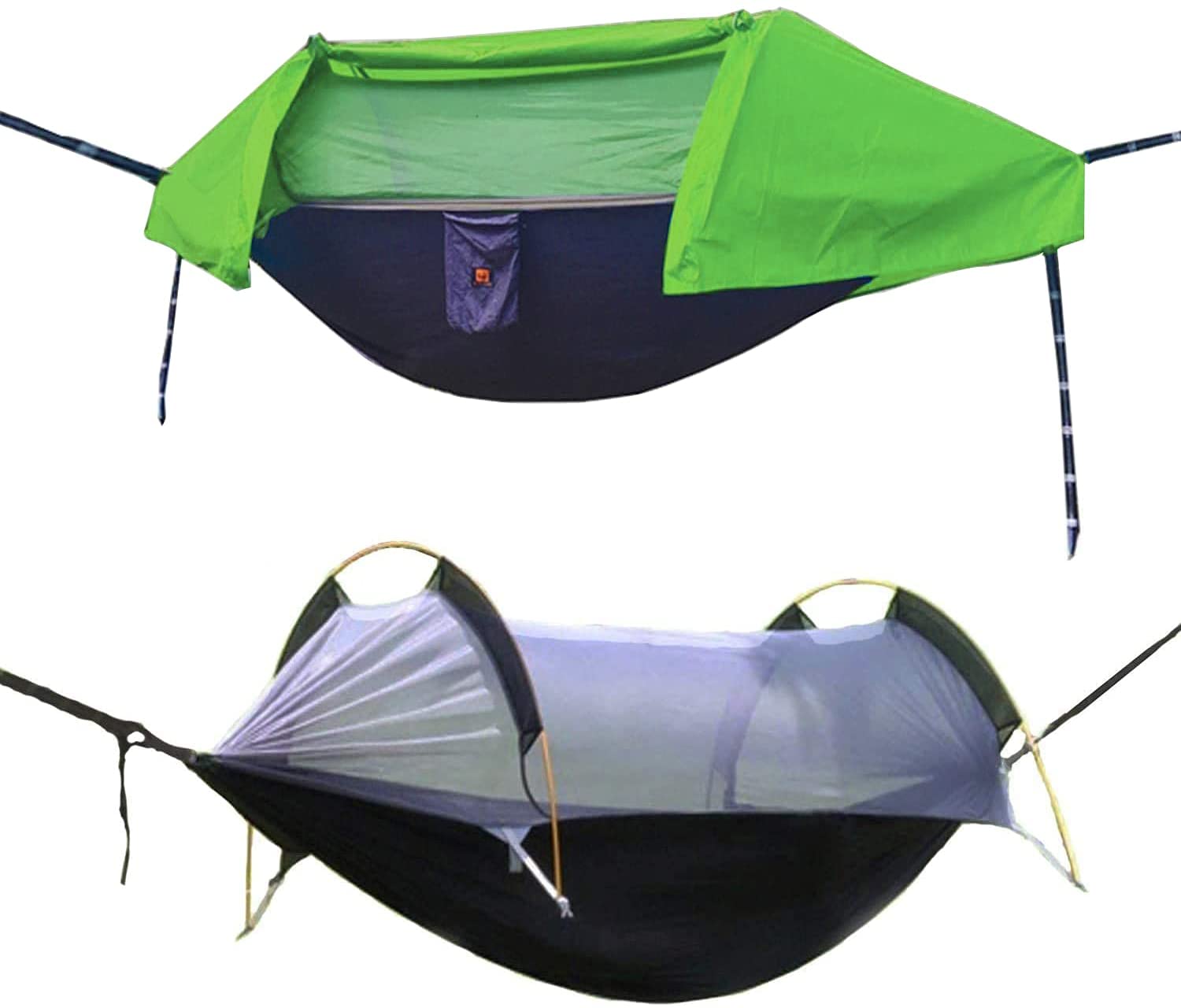 Camping Hammock Tent with Mosquito Net and Rainfly Cover (Orange) - OHMU