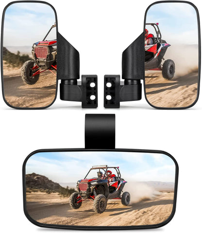 UTV SIDE MIRRORS AND CENTER MIRROR WITH 1.75" TO 2" ROLL BAR CAGE