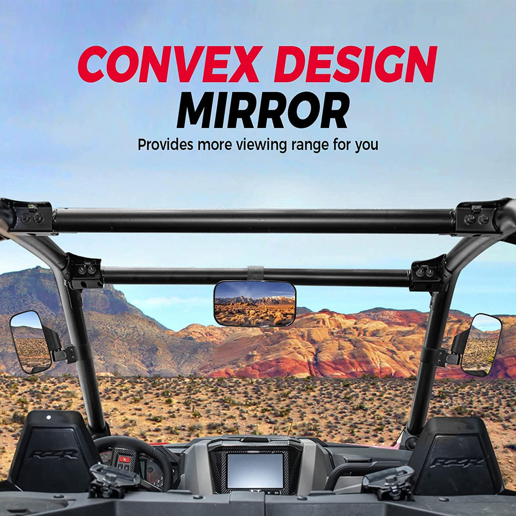 UTV SIDE MIRRORS AND CENTER MIRROR WITH 1.75" TO 2" ROLL BAR CAGE