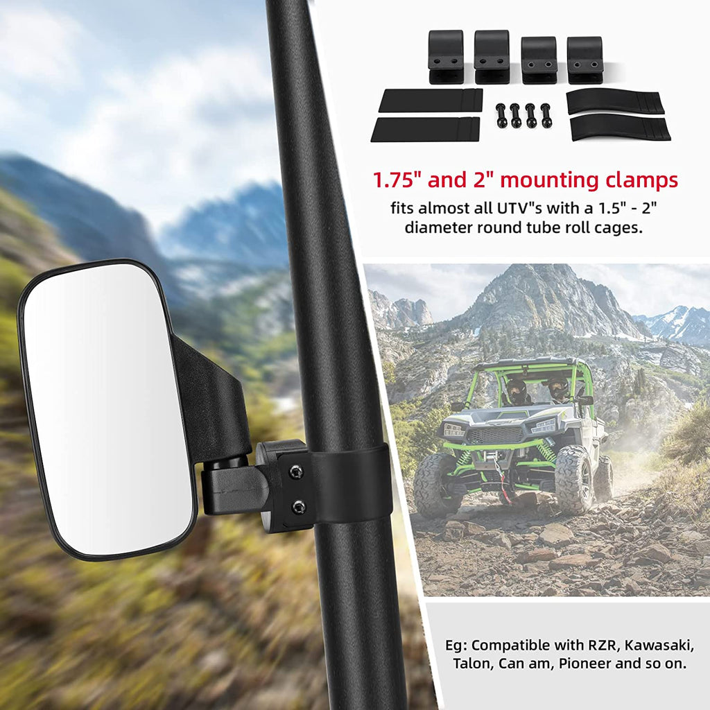 UTV SIDE MIRRORS AND CENTER MIRROR WITH 1.75" TO 2" ROLL BAR CAGE - OHMU