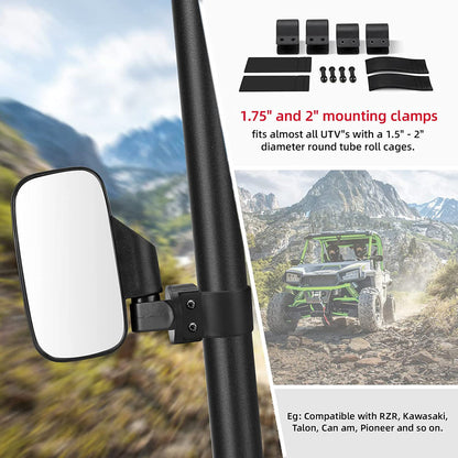UTV SIDE MIRRORS AND CENTER MIRROR WITH 1.75" TO 2" ROLL BAR CAGE - OHMU