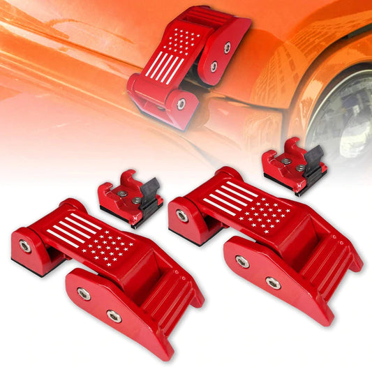 2pcs Aluminum Hood Latches Catch Kit (Red/Black/Sliver)