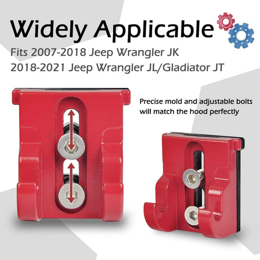 2pcs Aluminum Hood Latches Catch Kit (Red/Black/Sliver)
