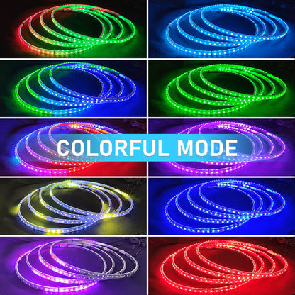 【EASY INSTALL】4Pcs 17 inch Led Wheel Ring Lighting Kit with 288LEDs Single Row Chasing Dancing Color Neon Rim Light with W/Turn Signal & Braking - OHMU