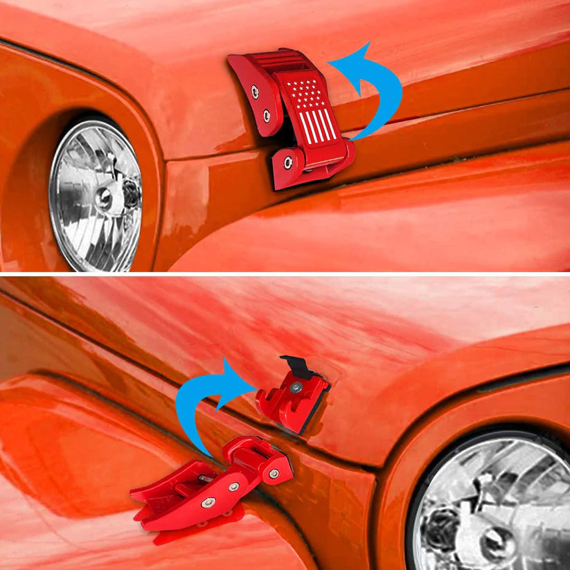 2pcs Aluminum Hood Latches Catch Kit (Red/Black/Sliver)