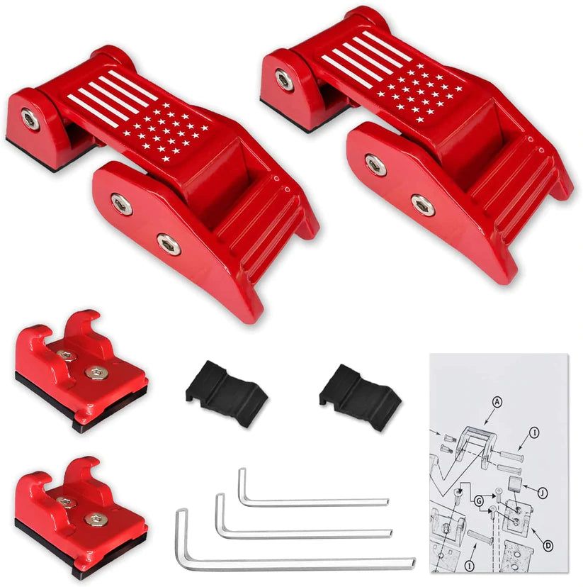 2pcs Aluminum Hood Latches Catch Kit (Red/Black/Sliver)