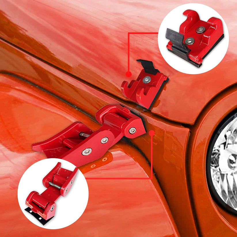 2pcs Aluminum Hood Latches Catch Kit (Red/Black/Sliver)