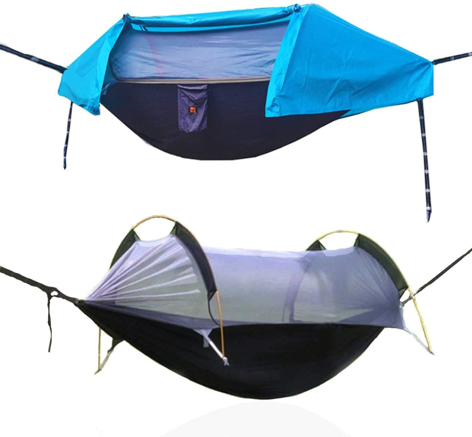 Camping Hammock Tent with Mosquito Net and Rainfly Cover (Orange) - OHMU