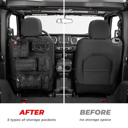 Universal Tactical Vehicle Seat Back Organizer with 5 Detachable Molle Pouch - OHMU