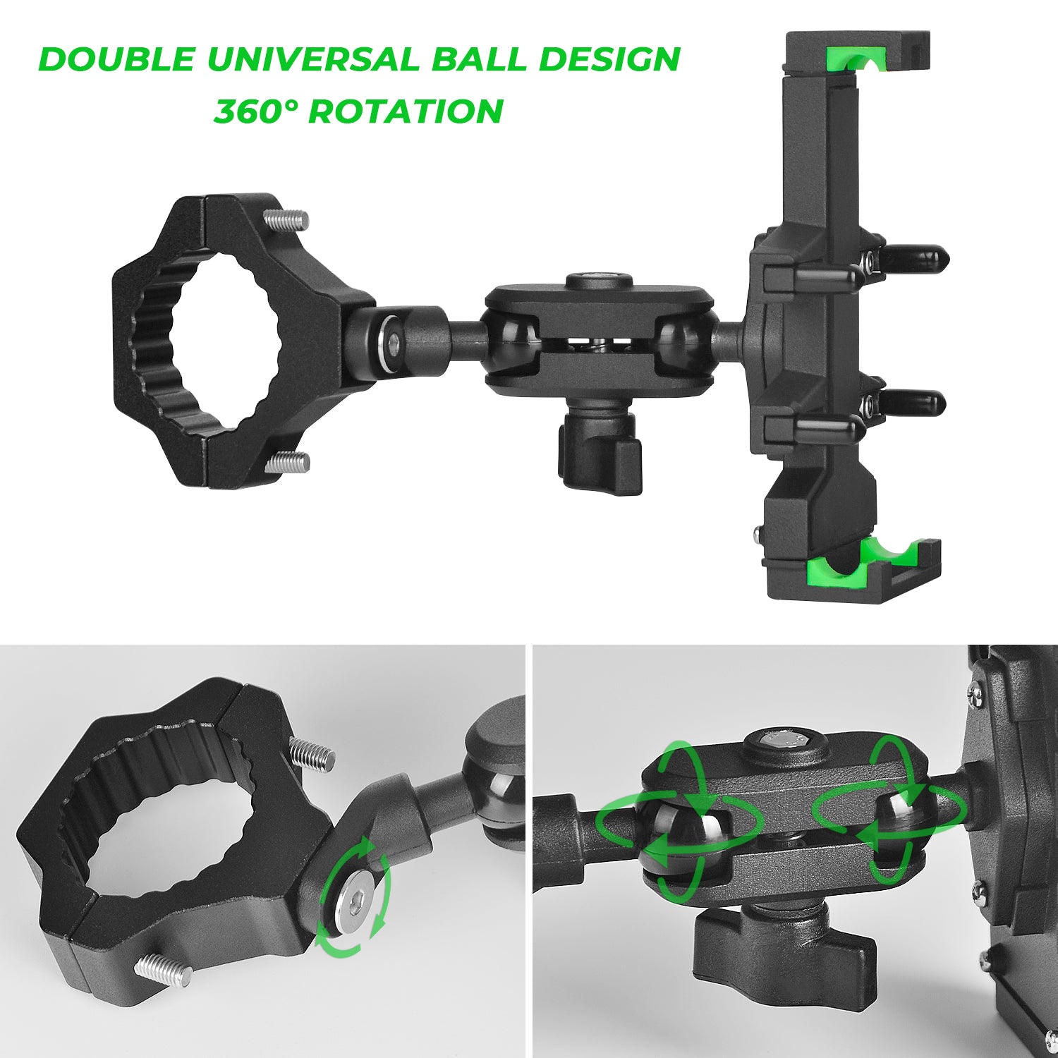 360° Adjustable Mount Phone Holder for ATV/UTV Fits for 1.75 Inch -2 Roll Bar - OHMU