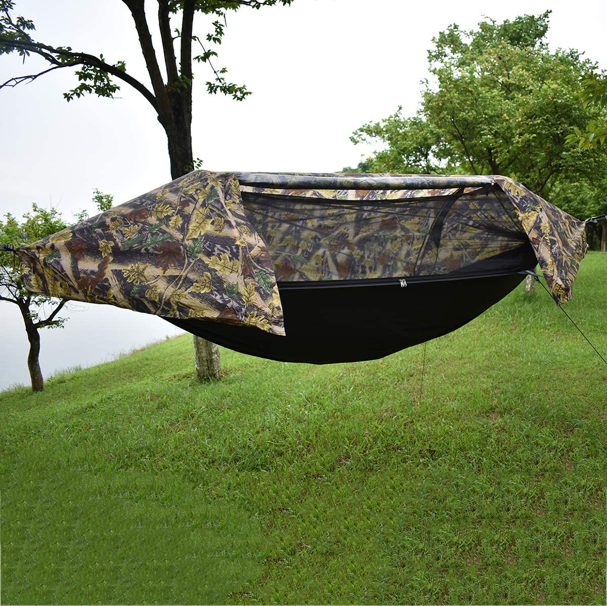 4 Ways for Using 440lbs Camping Hammock Tent with Mosquito Net and Rain Fly Cover